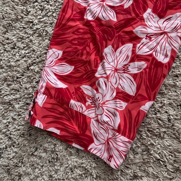 Vintage Sag Harbor Red Tropical Floral Capri Pants Women’s Size 8 Summer Cruise - Picture 14 of 16